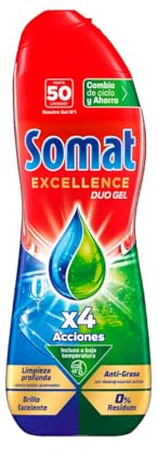 Excellence Duo Gel Geschirrspülmittel in Gel mit 4 Aktionen für 50 Spülgänge, 800 ml. 4er-Pack