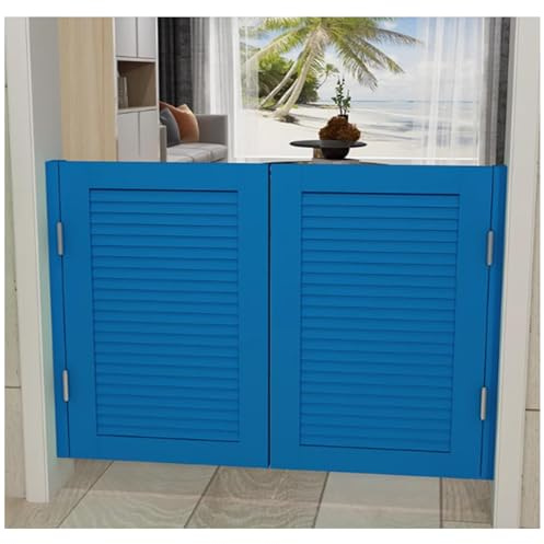 Porte a Battente per Saloon, Porte a persiana prefabbricate in Stile Occidentale per Cucina, Bagno, corridoio, fienile, Porta Interna Moderna in Legno,Blu,75x90cm