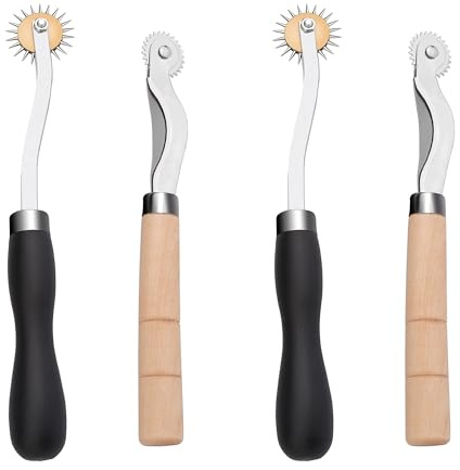 4Pcs Rotary Cutter, High Carbon Steel Fabric Cutting Wheel, Hard Tracing Wheel for Pattern Cutting, Serrated Tracing Wheel, Useful Accessories for DIY Leather Stitch Marking and Tailor Sewing