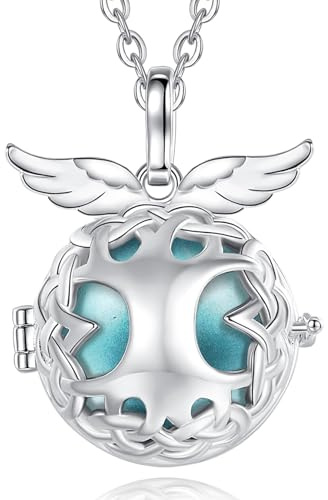 CELESTIA Llamador de Angeles Embarazada Colgante Llamador Angeles Chapado en Plata - Dos Cadenas(76~114CM), Regalo Original para el Embarazo Día de la Madre