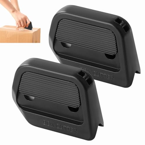 Safe Ceramic Box Cutter, Mini Ceramic Paper Cutter with Auto-Retractable, Portable Compact Box Opener Tool, Stays Sharp Up to 10X Longer (Black-2pcs)