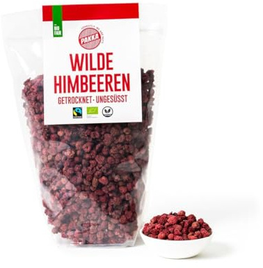 PAKKA – Framboises bio, issues du commerce équitable, séchées au soleil, non huilées, sans soufre ni sucre ajouté, cueillette sauvage, petits producteurs de Samarcande en Ouzbékistan, véganes (750 g)