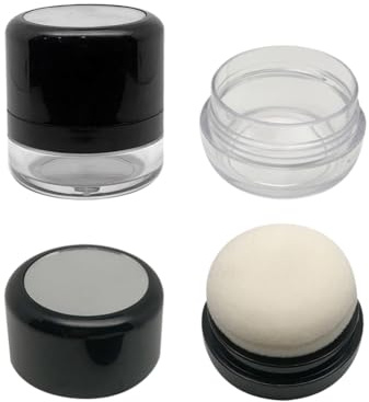UUYYEO 2 Pcs 8 g Dry Shampoo Powder Container Refillable Powder Puff Bottle Empty Loose Powder Box and Puff Travel Portable Powder Jar Compact Foundation Powder Case with Sponge Applicator and Mirror