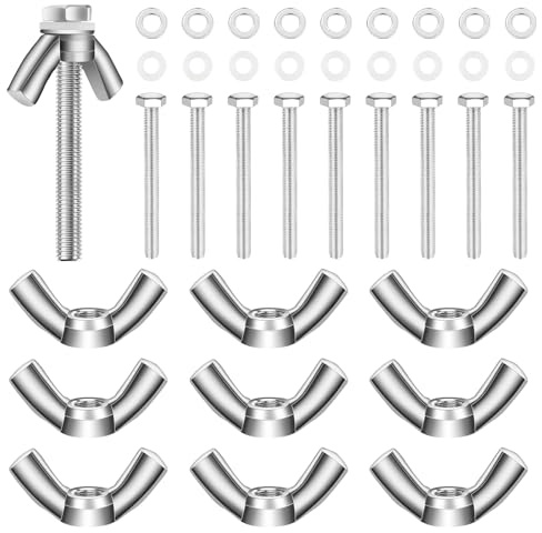 HHXUUAN Flügelmuttern Sortiment M4,40Stk 50mm Sechskantschrauben 10 Sets | 10 Sets mit Sechskantschrauben & Unterlegscheiben, für Heimwerker, DIY, Elektronik & Hardware, rostfrei & langlebig