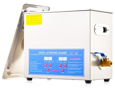 Ultrasonic Vinyl Record Cleaner, 6.5L Stainless Steel Disc/Disk Washer Machine Kit, 0-30 Minute Timer, for Objects, Including Jewelry, Glasses