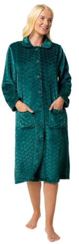 Suzy & Me Weicher Damen-Bademantel aus geprägtem Fleece mit Knopfleiste