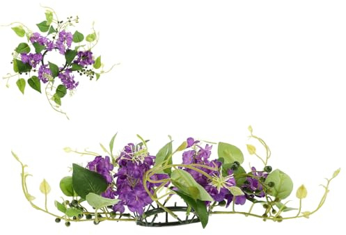CONGARTENO Artificial Hyacinth Candle Ring Wreath Purple Floral Candleholder for Wedding Party Table Decoration Lightweight and Material Multipurpose Floral Candle Rings for Home and Event