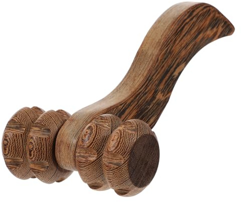 Handmassagegerät mit Doppelter Rundrolle, Wenge, für Rücken | Manueller Massagestab, Muskelrolle für Beine, Rundes Griffdesign, Doppelrollenform