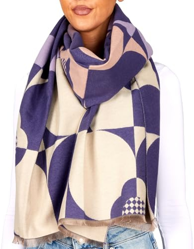 BRUBAKER Cashmirillo Damen Schal mit Modernem Muster - 70 x 200 cm | Warm, Kuschelig und Oversized - Damenschal für Herbst und Winter - Winterschal - Weiches Kaschmir-Gefühl