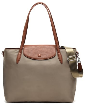MISAKO Teme bolso shopper grande en nylon con bolsillo para portátil 14 pulgadas Mujer - Teme Beige 30x43x15cm