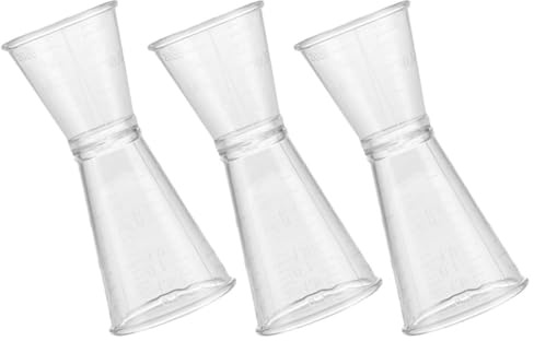 IDEANATEGRATE 3 Piezas Vaso Medidor Doble de Plástico Transparente Grande, Jigger Medidor de Doble Cara para Coctelería, Accesorio de Barra para Bartender en Casa y Profesionales Reutilizable