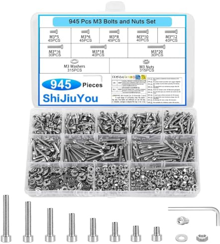 Set da 945 viti in acciaio inox M3 | Perfetto per meccanica, elettronica, modellismo, montaggio mobili e progetti fai-da-te – universale e affidabile.