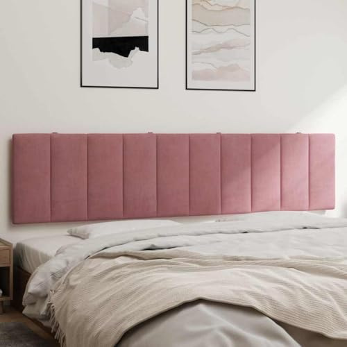sephironlbb Kopfteil-Kissen Hanko Rosa 200 cm Samt Polsterkopfteil mit Schaumstofffüllung, Wandmontage für Doppelbett und Einzelbett, Komfortable Rückenstütze zum Anlehnen und Lesen im Schlafzimmer