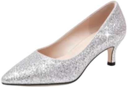 Genérico Zapatos Novia Lentejuelas Punta Fina Tacón Medio Elegantes Fiesta | Zapatos De Tacón Medio Brillo Lentejuelas Punta Fina Plantilla Cómoda Suela Antideslizante Elegantes Bodas Fiesta