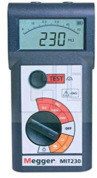MEGGER MIT230-EN Insulation Tester, 1000 Megaohms Resistance, 250V, 500V, 1000V Test Voltage