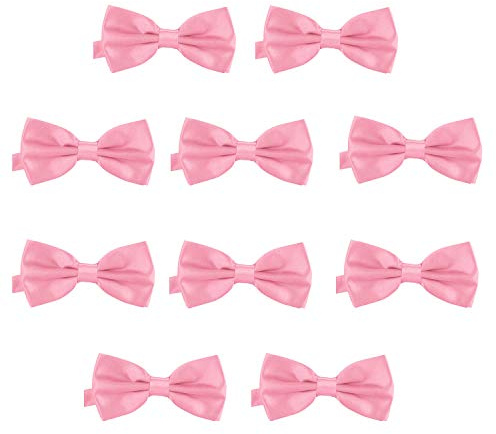 DonDon Set da 10 papillon da uomo 12 x 6 cm già legato e infinitamente regolabile – Rosa