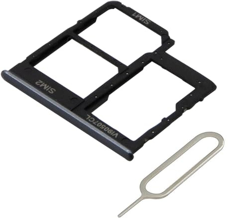 MMOBIEL Dual SIM Kartenhalter Kompatibel mit Samsung Galaxy A40 2019 - SIM Card Tray Schlitten - Inkl. SIM Pin - Schwarz