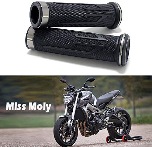 7/8 Motorcycle Hand Grips, Aluminium Motorcycle Rubber Grips for CBR Shadow Ninja GSXR YZF (Titanium)