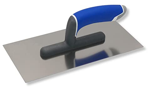 DEWEPRO Glättekelle 270 x 130 mm aus Edelstahl mit ergonomischem Griff für Putz Mörtel Beton Aufziehglätter und Trockenbau
