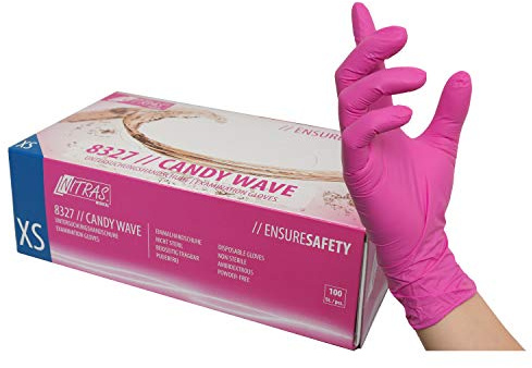 NITRAS Medical 8327 CANDY WAVE Nitril-Einmalhandschuhe, Magenta 100 Stk. (M)
