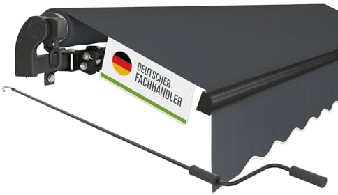empasa manuelle Gelenkarmmarkise Markise Start | Sonnenmarkise Sonnenschutz Alu / Polyester komplett vormontiert, Farbe:anthrazit, Größe:400 x 250 cm