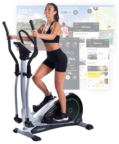 Christopeit Crosstrainer Ellipsentrainer ECO 2000 – Ergometer mit Generator, autarkes Training ohne Strom, 10 kg Magnet-Flywheel, 24 Widerstandsstufen, LED-Display, Kinomap, USB Anschluss