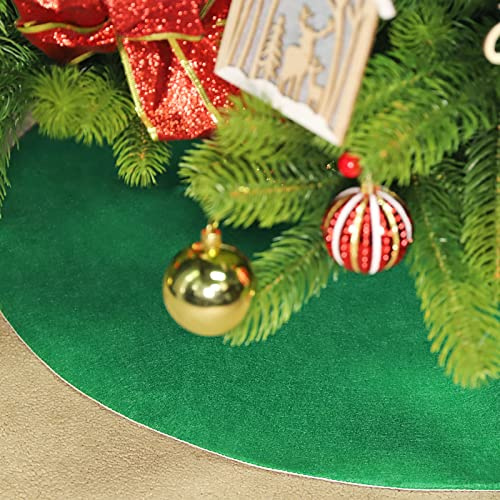 SALCAR Weihnachtsbaum Decke Rund, Weihnachtsbaum Rock Grün Filzteppich Kleid Mit Klettverschluss, Christbaumdecke Fell für Weihnachtsbaum Tannenbaum Weihnachtsbaum Deko, 80cm