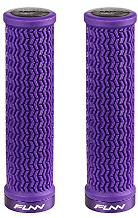 Funn Holeshot Mountain Bike Grips with Single Lock On Clamp, Lightweight and Ergonomic Bike Handle Grips with 22 mm Inner Diameter, Hardened End Bicycle Handlebar Grips for MTB/BMX (Purple)