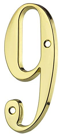 Numero civico/strada da avvitare, oro, aspetto 3D, n° 9