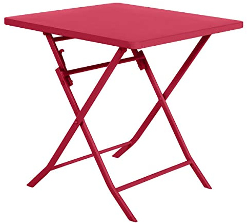 Hespéride – Greensboro 2-Sitzer-Klapptisch, quadratisch, Granate – Verstärkter, rostfreier Stahl – Gartenmöbel für Balkon und Terrasse