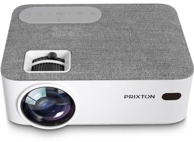 PRIXTON - Videoproiettore Portatile Lumière - LED Full HD - 5.000 Lumen - Connessione HDMI, USB, MicroSD, AUX IN, AV IN - Altoparlanti integrati - Telecomando incluso - Colore Bianco