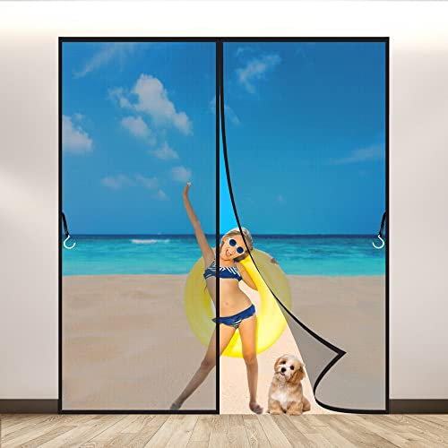 LZHBD Insektenschutz Fliegengitter Rollo Tür Insektenschutzrollo, 170x205 cm mit Heavy Duty Mesh und Full Frame Klettverschluss, Schwarz, Neuste Version