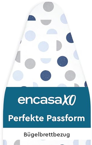 Encasa XO Bügelbrettbezug, Filzpolster, Kordelzug 125x46 cm | Blauer Mond, 3 mm Filzpolsterung | Einfache Passform | Hitzebeständig | 100% Baumwolle | Passend 125x46 cm