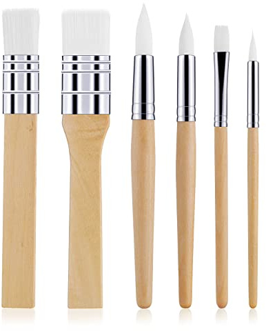 TIESOME 6Pcs Wooden Paint Brush Set, Paintbrushes for Acrylic Painting | Artist Paintbrushes for Oil Watercolor Canvas Boards Rock Body Face Nail Art Crafts DIY Art Painting Supplies