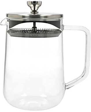La Cafetière Loose Leaf 4-Cup//1L Teapot with Lid, Heat-Resistant Glass Tea Infuser with Built-in Stainless Steel Filter for Tea Leaves and Ground Coffee Infusions