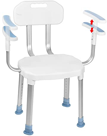 Froadp Duschhocker Duschstuhl Anti-Rutsch Badhocker mit Verstellbaren Armlehnen & Rückenlehne Badestuhl Duschsitz Badsitz Duschhilfe für Senioren Behinderte und Schwangere Tragfähigkeit 150kg (Typ B)
