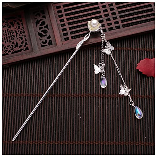 PiurUf Épingle À Cheveux Classic Pearl Tassel Papillon Papillot Stick Hair Plaque Coiffure Coiffure Blanc Coiffure De Cheveux Coiffure Cheveux Bijoux Bijoux Épingle À Cheveux Mariage (Size : 4)
