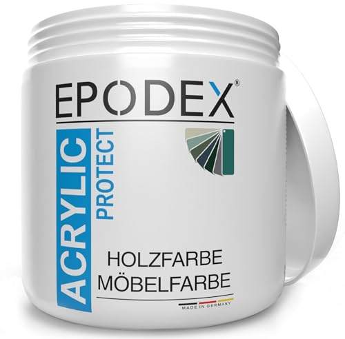 EPODEX ACRYLIC PROTECT Pittura per mobili per legno, metallo e plastica, vernice per legno bianco e nero, vernice per mobili, vernice per porte e facciate della cucina, a base d'acqua, resistente