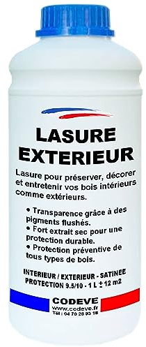 Lasure Bois Exterieur - Codeve Bois/Chêne foncé - 1L - Intérieur/extérieur - Pour Une Protection Efficace De Vos Bois En Climat Difficile.