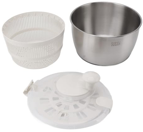 Tyenaza Stainless Steel Salad Spinner, Multifunctional Large Capacity Lettuce Spinner Vegetable Dryer Fruit Washer Drain Basket
