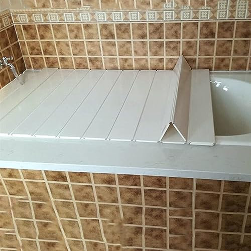JATIBOSH Plateau de Baignoire Blanc Couvercle de Baignoire Couvercle d'isolation de Baignoire Support d'obturation Pliant Plus épais Peut Mettre Un téléphone Portable Tablette Ordinateur Rangement Pr