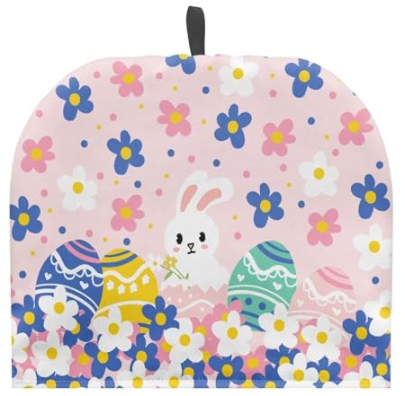 Eheartsgir Happy Easter Rabbit Eggs Insulated Tea Pot Cover Breakfast Warmer Easy to Clean & Use Tea Pot Protective Cover with Hanging Loop Fit for Most Tea Pots 1 to 6 Cup