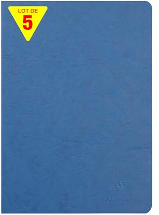 Clairefontaine 733064Cpack - Packung 5 Heft - Notizbuch geheftet, Age Bag, DIN A4 21x29,7 cm, 48 Blatt, liniert mit Rand, 90g, Blau, 1 Pack