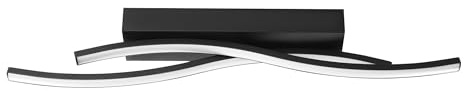 Eglo Viloria - lampada da soffitto a LED, plafoniera curva da soggiorno, in | metallo nero e plastica bianca, bianco caldo, 56,5 cm