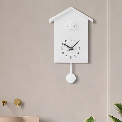 Kuckucksuhr, Vintage Kuckuck-Wanduhr, Kuckucksuhr mit Pendel und Vogelruf, Vogelhaus-Wandkunst, Dekoration für Zuhause, Wohnzimmer und Büro (Weiß)