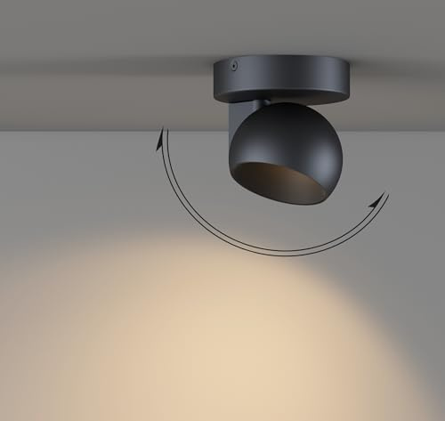 ilucezzo LED Ceiling Light Dimmable Flush Mount Adjustable Ceiling Light Fixture, Directional Spotlight for Pictures Living Room Bedroom Foyer - 3000K 11W 25° Flicker Free (Black)