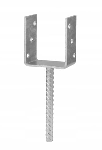 BK SHOP Pfostenträger U-Form zum Einbetonieren | Stützenfuß 61 x 120 x 60 mm | Pfostenanker Verzinkter Stahl 4 mm | Bodenanker für Holzpfosten | Pfostenschuh für Terrassen und Zäune