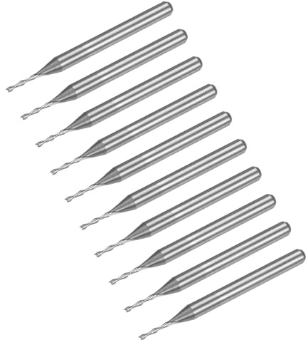 sourcing map Spiralfräser-Bits, 1,0 mm Durchmesser, 1/8-Zoll-Schaft, 2 Rillen, Vollhartmetall-Schaftfräser-Bits mit 6 mm Schnittlänge für Holz, Kunststoff, weiches Metall, Aluminium, 10 Stück