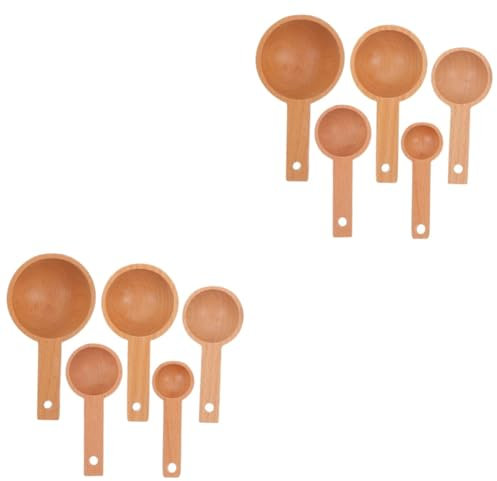 Alipis 10 Piezas Juego de cucharas medidoras de haya Cucharas para ingredientes secos de medición para para en grano recogedor de pala de madera