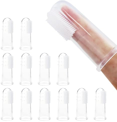 WeddHuis 12 PCS cepillo de dientes suave del animal doméstico del silicón cepillo del cepillo del diente del perro dientes del gato del perro que limpian cuidado dental